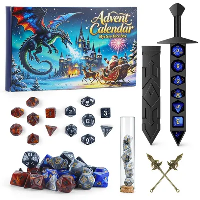 Zdjęcie produktu dla Kalendarz Adwentowy RPG Kości 2026 Zestaw Kości Mystery Ultymatywny Tabletop Odliczanie