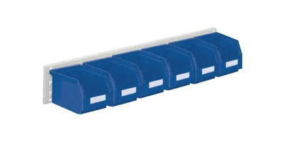 Produktbild von RasterPlan Sichtlagerkastenset H140xB920xT250mm Stahlblech/Polyethylen Ku.blau 6xGr.6 - 4202.51.5413