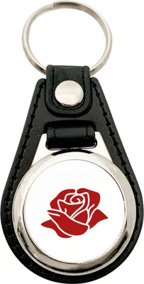 Produktbild von Huuraa Schlüsselanhänger Rose Blüte Metall mit Kunstleder Schlüsselring Einkaufswagenchip Geschenkidee