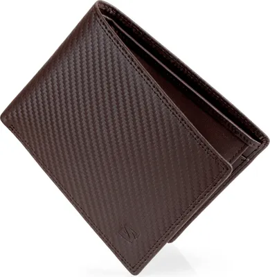 Produktbild von SERASAR | Geldbörse aus Karbonleder [Carbon] mit Braun Leather | Farbe: Braun | Länge: 13cm
