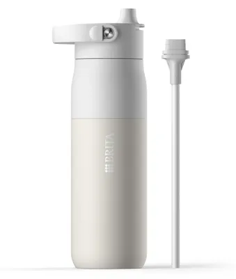 Produktbild von BRITA LARQ Essential Edelstahl Trinkflasche mit Strohhalm (680ml) weiß
