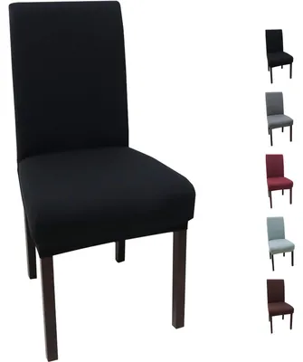 Stretch-Stuhlbezüge, 6er Set, elastisch, schwarz, für Esszimmer & Feste