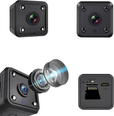Produktbild von 1080P Mini-Kamera, Videokamera, Full-HD-Camcorder, 155° Weitwinkel, IR-Nachtsicht, Bewegungserkennung, WiFi-Funktion, 128 GB erweiterter Speicher für Baby-Haustier-Sicherheitsüberwachung