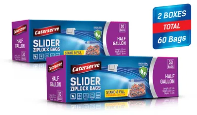 Slider-Zipbeutel, halbe Gallone, 60 Stück, BPA-frei, gefriergeeignet