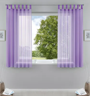 Produktbild von 2er-Pack Gardinen Transparent Vorhang Set Wohnzimmer Voile Schlaufenschal mit Bleibandabschluß HxB  175x140 cm Flieder 61000CN