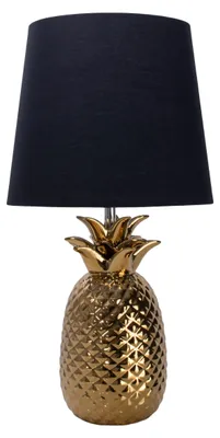 Produktbild von Tischleuchten - Keramik-Tischleuchte "ANANAS" schwarz-gold, Tischlampe im Klassik Stil, aus Keramik in gold, 45 cm hoch, Ø 23 cm, E14-Fassung – Schnurschalter