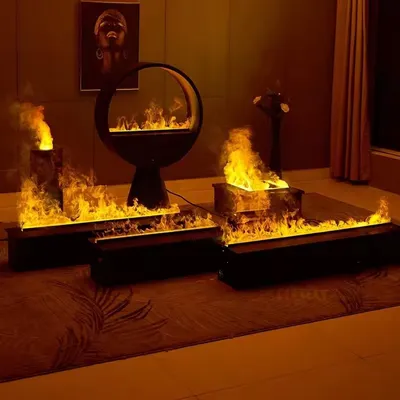 Imagen del producto de Chimenea eléctrica de agua, 1000 mm, con luces LED y llamas de colores, 280W, para interior