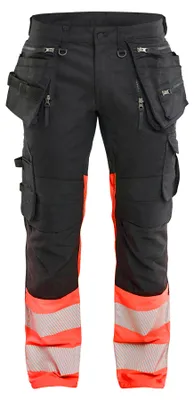 Produktbild von Blakläder High Vis Arbeitshose Stretch 1130, Farbe:Schwarz/High Vis Rot, Größe:D96