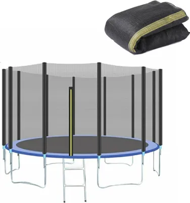 Image de (4,3 m, 8 barres) Filet de protection pour trampoline uniquement avec fermeture éclair et boucle, 2,4 m, 3,6 m, 4,6 m, 3,6 m Filet de sécurité pour trampoline de remplacement