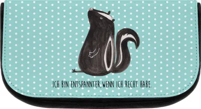 Produktbild von Mr. & Mrs. Panda Schminktasche Stinktier Sitzen - Türkis Pastell - Geschenk, Büro, Spruch, Wildtier, kosmetik organizer, Make-Up Tasche, Skunk, Stinker, Kulturbeutel