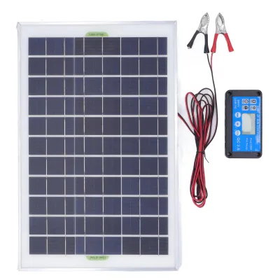 Immagine prodotto di Set pannello solare 50 W 18 V – Con regolatore di carica MPPT, impermeabile, morsetti batteria da 3 m per camper, barche e roulotte