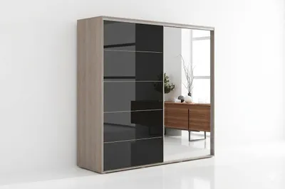 Zdjęcie produktu dla Szafa A11 sonoma z przesuwnymi drzwiami, z lustrem – 200 x 62 x 245 cm