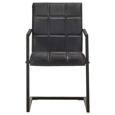 Image de vidaXL Chaise cantilever 2 pcs. noir cuir véritable