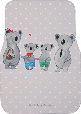 Produktbild von Mr. & Mrs. Panda Fußmatte Auto Koala Familie zwei - Grau Pastell - Geschenk, Automatte, Koalabär, Familienleben, Fürs, Auto-Fußmatte, Muttertag, Schutzmatte