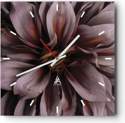 Produktbild von Wanduhr - Quadrat - Glasuhr - Blumenstrauß Künstlerisch Blume - 30x30cm - Schleichendes Uhrwerk - Lautlos - zum Aufhängen bereit - Dekoration Modern - Wanddekoration aus Glas - C3AC30x30-5019