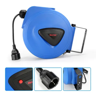 Immagine prodotto di Jayseuw 20m avvolgicavo di alimentazione prolunga cavo presa avvolgicavo automatico con funzione di rincalzo per montaggio a parete