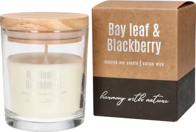 Produktbild von KOTARBAU® Sojawachskerze Duftkerze im Glas mit Holzdeckel Bay Leaf&Blackberry