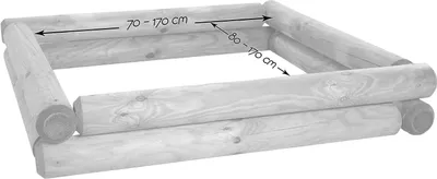 Produktbild von Massiver Sandkasten aus Holz Bausatz - 190x190cm - Höhe: 30cm - Höhen 20-40cm - aus Palisaden
