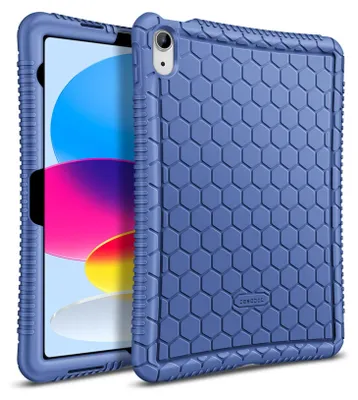 Produktbild von Fintie Silikon Hülle für iPad 11. Generation 11 Zoll 2025, iPad 10 Generation 10.9 Zoll 2022- [Bienenstock Serie] Leichte rutschfeste Stoßfeste Schutzhülle Tasche Case Cover, Blau