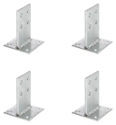 Zdjęcie produktu dla Alberts 4 x wsporniki słupków T ze środnikiem, środnik 130x80 mm, płyta 100 mm, ocynkowane ogniowo, do przykręcenia