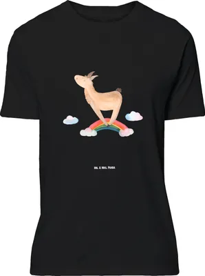 Produktbild von Mr. & Mrs. Panda Tshirt Lama Regenbogen - Schwarz - Geschenk, T-Shirt in XXL, Lamas, Selbstständig, Oversize, Shirt, Freiheit, Lustiges, Haters