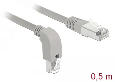 Image de DELOCK Câble réseau RJ45 Cat.6 S/FTP coudé en bas / droit 0,5 m