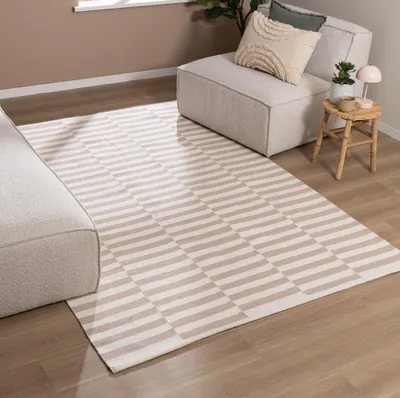 Zdjęcie produktu dla Volero - Dywan nowoczesny w paski - Dazzle Blocks Beżowy/Biały - 230x330 cm