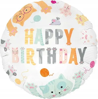 Immagine prodotto di Palloncino in foil KITTY gatti buon compleanno mix decorazione compleanno 45cm