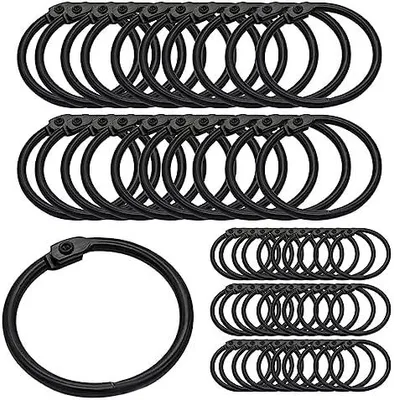 Produktbild von 50 Stück Duschvorhangringe 50mm Gardinenringe zum Offnen Gardinenringe Vorhangringe Rundringe Vorhang Clips Duschvorhang Metallklammern für Vorhänge und Gardinenstangen -Schwarz