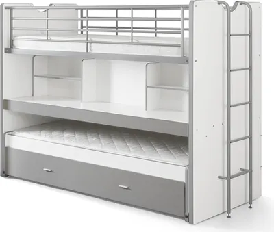 Produktbild von Hochbett Bonny 80 mit Schreibtisch und Bettkasten - silber