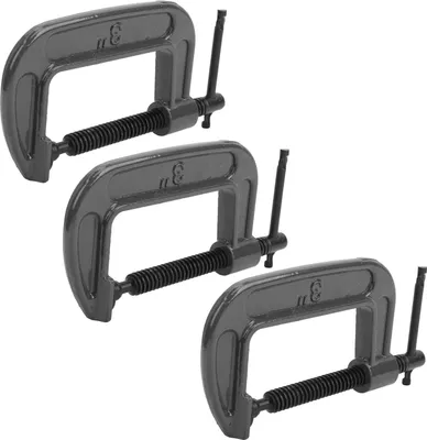 Image de 3Pcs C Clamp Woodworking Malleable Steel Strength Fixture Industrial Supplies