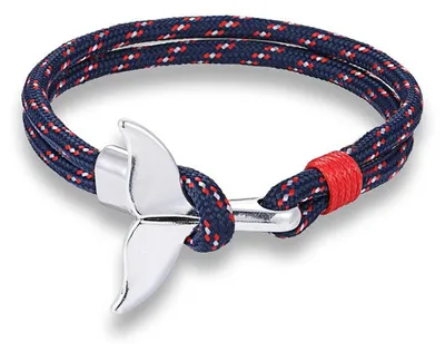 Produktbild von Walflosse Wal Flosse Kordel Armband Band Armschmuck Kordelarmband blau rot