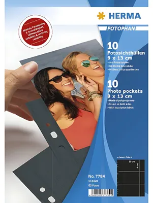 Produktbild von Fotosichthüllen 90 x 130 mm quer schwarz 10 Hüllen