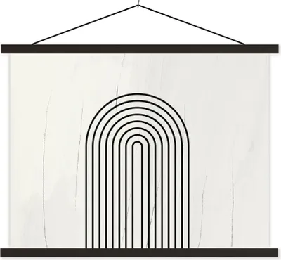 Produktbild von MuchoWow® Textilposter Kunst - Schwarz - Weiß - Abstrakt 150x113 cm mit schwarzem Rahmen - Wohnzimmer