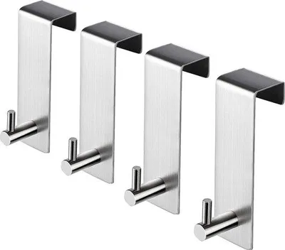 Produktbild von Famanu Türhaken Edelstahl 4er-Pack - Kleiderhaken ohne Bohren für Innentüren