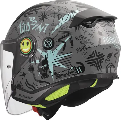 Produktbild von LS2 OF622 Funny II Scribble Kinderhelm Grau / Blau S