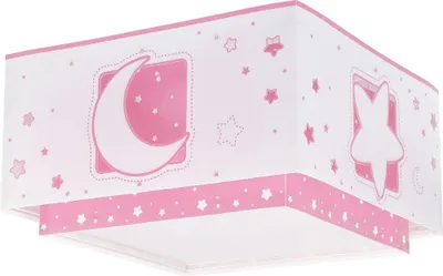 Produktbild von Deckenleuchte Luna für Kinder, Rosa, mit Mond- und Sternenmuster, leuchtet im Dunkeln