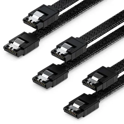 Produktbild von deleyCON SATA 3 Nylon Kabel Set 60cm gerade, 3 Stück - Schwarz