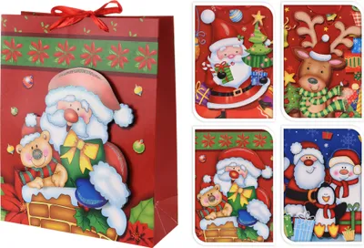 Produktbild von 12 x Geschenktüte für Weihnachten aus Papier - Geschenktasche aus Papier für Weihnachten - Geschenkverpackung Weihnachten - Papiertüte Weihnachten