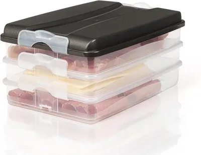 Immagine prodotto di Scatole da frigo impilabili per salumi - organizer da frigo con coperchio (3 pezzi)