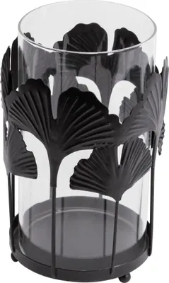 Produktbild von TrendLine Deko Windlicht Metall 16 cm schwarz Gingko