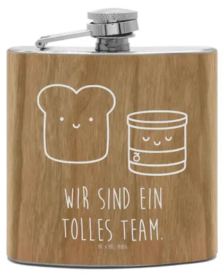 Produktbild von Mr. & Mrs. Panda Flachmann Toast Marmelade - Transparent - Geschenk, schnapsflasche, Edelstahl, Küche Spruch, Tiere, Hip Flask, feldflasche, Toastbrot, Wodka, Dreamteam