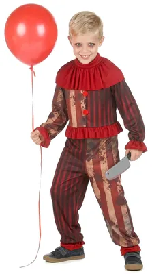 Produktbild von Gruseliges rotes Clownkostüm für Jungen M 7-9 Jahre (120-130 cm)