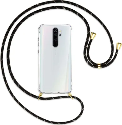 Produktbild von Handykette Backcover-Schutzhülle mit Band (Metall goldfarben) für Xiaomi Redmi Note 8 Pro - schwarz/gold