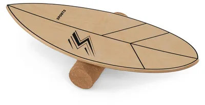 Produktbild von KOMFOTTEU Blattförmiges Balance Board mit Korkrolle, Wackelbrett aus Holz, bis zu 100 kg belastbar, Balancebrett für Kinder & Erwachsene, Balanceboards für Spaß & Training, 77 x 29 cm