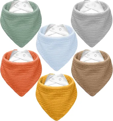 Imagen del producto de Baberos de muselina, 6 unidades, de forma triangular, para niños y niñas