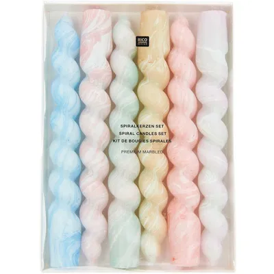 Produktbild von Spiralkerzen Set 18,5 cm, marmoriert