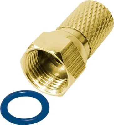 Produktbild von Transmedia Twist-On F-Stecker; Steckerlänge 18 mm,  Twist On-Ø 7,2 mm, vergoldet, FFZL 0 IDG