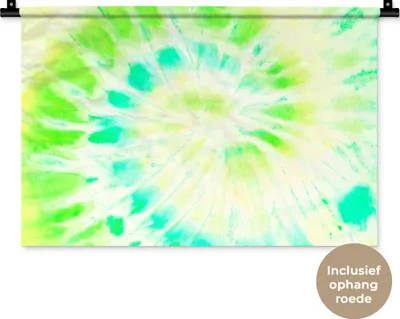 Produktbild von MuchoWow® Wandteppich Wandbehang Krawattenfärbung - Kunst - Gelb - Grün 60x40 cm Tapisserie Dekoration Wandtuch - Wanddekorationen