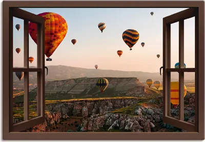 Produktbild von ARTland Leinwandbild Kappadokien Ballonfahrt, braun Größe: 100x70 cm